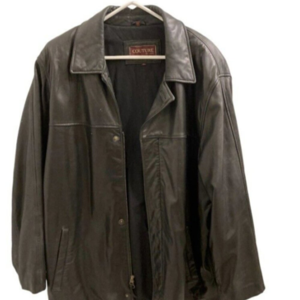 Couture by J. Park Men's Genuine Lamb Leather Jacket Coat sz XL Black w/…